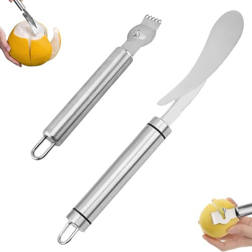 Wuzdy 2 Piezas Pelador De Limón Rallador, Pelador Rallador De Acero Inoxidable, Peladores De Naranjas De Acero Inoxidable, Acero Inoxidable Pelador De Limones, Rallador De Limón, para Limón, Naranjas