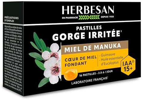 Pastilles Gorge irritée-Cœur de miel fondant-Miel de Manuka IAA15+(MGO514+)
