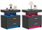 PIPIPOXER 2er Set Nachttisch Schwarz mit 2 Schubladen, Nachttisch LED Hochglanz, Nachtkommode Led 16 Einstellbare Farben, Nachtschrank Schlafzimmer, Nachtschrank Tisch, 50x40x58cm