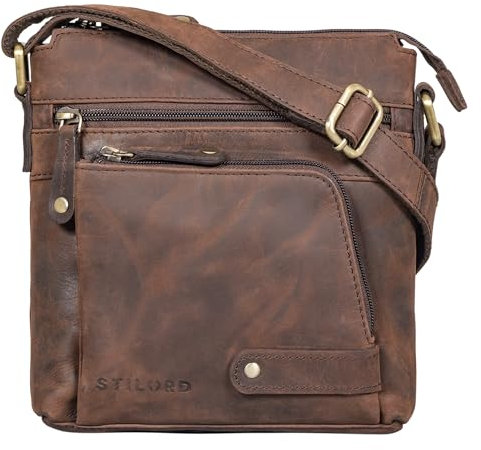STILORD 'Cameron' Kleine Leder Umhängetasche Vintage Messenger Bag Ledertasche DIN A5 8,4 Zoll Tablettasche Handtasche Cross Body Bag Retro Ledertasche, Farbe:zamora - braun
