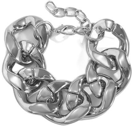 fdsmall Kubanisches Link Armband Silber Gold Kette Armband 18k Gold Kette Hip-Hop Cool Stil Dicke Gold Kette Armband Premium Chunky Kette Armband für Männer Frauen (Silber)