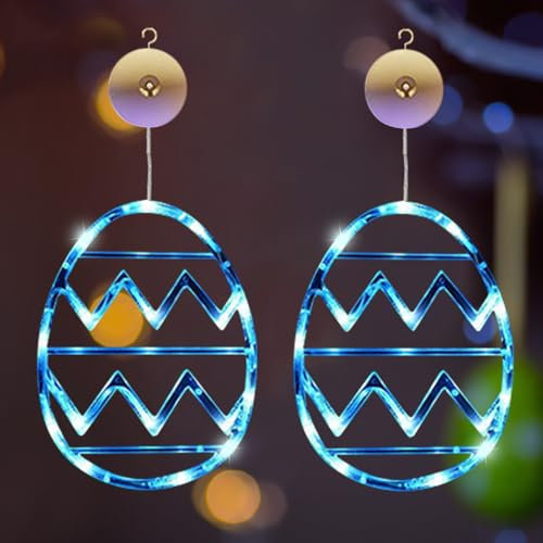 Osterdeko LED Fenster Licht Ostern Deko Lichterkette Ostereier zum Aufhängen Lichterkette, LED Lichterketten Fenster Beleuchtung Batteriebetrie mit Saugnäpfe, Osterdeko Für Draußen & Innen