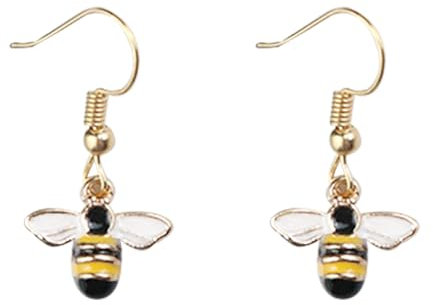 HAICN Bee Enamel Charm Earrings Cute Bee Yellow and Black Studs Women Fashion Earrings Bee Jewellery Gifts Costume Accessory for Women