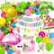Hawaii Party Deko, Flamingo Geburtstagsdeko, Sommer Tropen Party Deko mit Flamingo Ananas Kokosnussbaum Heliumballons, Geburtstags Banner für Hawaiianische Luau Aloha Geburtstags Poolparty