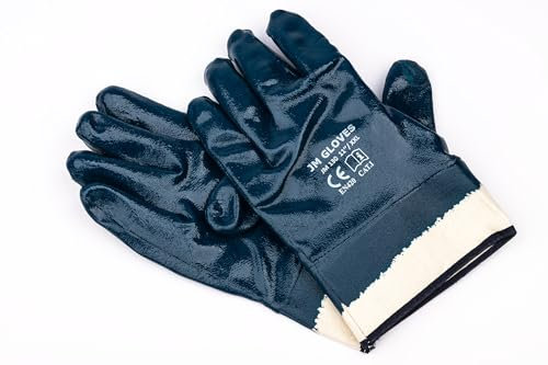 JM Gloves JM 130 SCHUTZHANDSCHUHE Nitrilbeschichtete Handschuhe nitril Arbeitshandschuhe Gummiert 12 Paare Größe 9,10,11 (11)