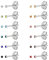 12 Paar Ohr Piercing Ohrstecker Set, vergoldet chirurgischen Edelstahl Multicolor Birthstone Cubic Zirkonia Ohrstecker für Ohr Piercing Guns Silver 2mm
