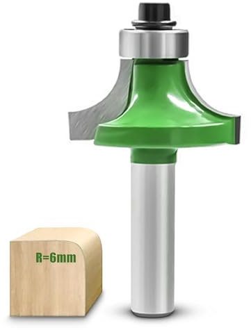 NICAVKIT Fresa Redondeada de 8 mm, Radio de 6 mm, Metal Duro para Fresadora Con Rodamientos, para Carpintería y Cantos