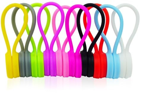 10 PCS Magnetic Cable Ties Christmas Silicone Cable Clips Cord Organizer Reusable Magnetic Cord Ties USB Cable Manager Cord Organizer Silicone Magnet Ties for Office School Home Hanging Stuff