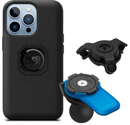 QUAD LOCK 1 Kugel-Adapter Handyhalterung für Motorrad mit Vibrationsdämpfer und MAG-Hülle für iPhone 13 Pro