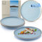 Sänger Rio Lagune| Teller Set 4 Personen, 4x Speiseteller Set aus Steingut, Dinner Set kratz- mikrowellen- spülmaschinenfest, Steingut Teller Essteller blau | VALUE COLLECTON