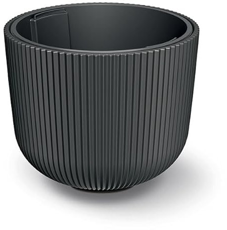 Tymar Pot de Fleurs avec Insert, Pot de Fleurs en Plastique, jardinière, Grand Pot de Plantes(DBML Noir,ø 24 cm)