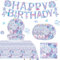 Ensemble de vaisselle de fête sirène - 20 invités - Décoration d'anniversaire - Assiettes en carton pour anniversaire d'enfant - Serviettes de table et bannière Happy Birthday - Pour garçon et fille