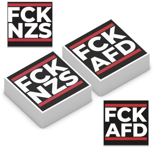 PYAIOVR 100 Stück Aufkleber,FCK AFD & FCK NZS - Sticker - Set mit jeweils 50 Stickern,5,2cm x 5,2cm - fck afd sticker fck nzs sticker aufkleber links