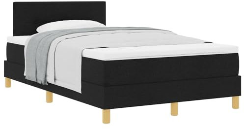 vidaXL Boxspringbett Mit Matratze Schwarz Gepolstert 120X200 cm Stoff Für Erwachsene Stahlrahmen Und Natürliche Holzbeine Einfache Montage Komfort Zeitgenössische Schlafzimmermöbel Topper Erwachsene