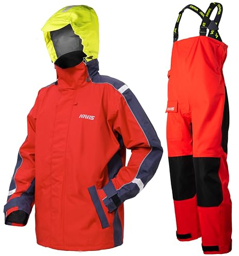 Navis Marine Giacca a vela da uomo, impermeabile, con inserto regolabile, traspirante, per offshore e sailor NS-147, rosso scarlatto, XL