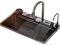 Fregadero de cocina de acero inoxidable con función de cascada tipo lluvia, fregadero artesanal de ranura única con recubrimiento nano y control de drenaje(90CM)