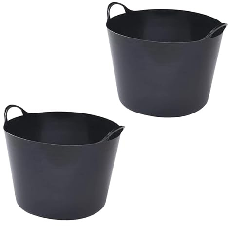 56L Plastic Flexi Tub Heavy-Duty Flexible Storage Bucket (Black) – Large Multi-Purpose Round Container for Garden, Laundry, and Home Use – Durable Plastic Tub-packo f 2