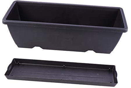 POPETPOP Bac de Jardin Rectangulaire Plastique avec Soucoupe et Trou de Drainage pour Roses Orchidees et Plantes Intérieur