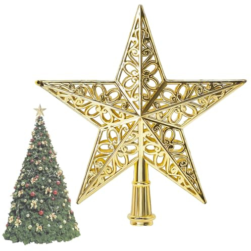 GIUSOBG Weihnachtsbaumspitze Stern 20CM Spitze für Weihnachtsbaum Hohl | Christbaumspitze in Stern-Form, Christbaumspitze Baumspitze für Festivals, Partys, Christbaumschmuck