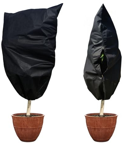 Lot de 2 Voile d'hivernage pour Citronnier en Pot 120cm X 180cm, Voile Hivernage Plante Exterieur 80g/m², Housses de Protection pour Plantes pour Palmiers Olivier, avec Fermeture Éclair, Noir