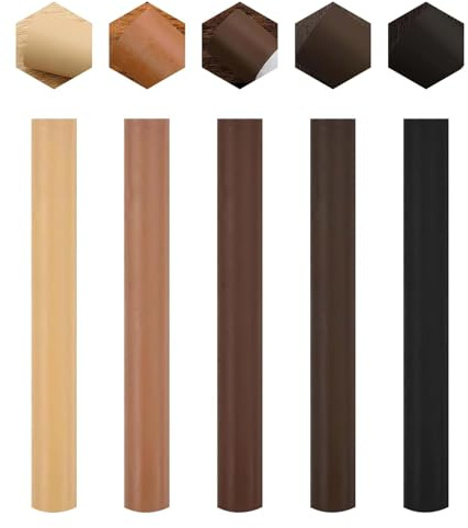 5Pcs Wax Filler Wood Repair Sticks, Wood Filler Brown Laminate Floor Repair Kit, Light to Dark Brown Wooden Floor Scratch Repair Crayons for Furniture Laminate Floor Table Door Guitar Scratches Holes