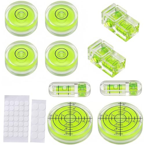 10 piezas LibelleWasserwaage mini nivel de burbuja, nivel de burbuja redondo, mini nivel de burbuja, mini burbujas, nivel de dardos para camping, equipo fotográfico, muebles, imágenes