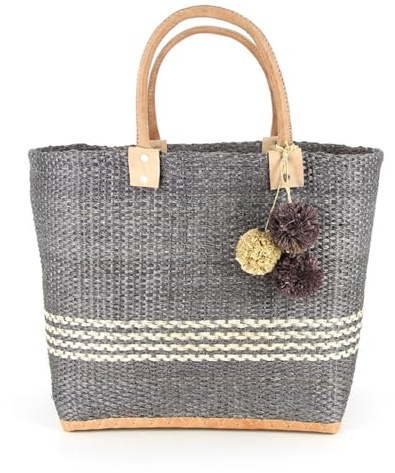 GLOBO bunte Korbtasche aus Sisal Strandtasche Shopper Korb Einkaufskorb (CANNES)