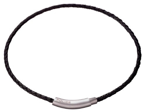Police Herren Kette Leder(schwarz)/Edelstahl 42cm P20660PLB-07