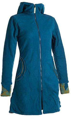 Vishes - Alternative Bekleidung - Warmer Elfen Kurzmantel mit Zipfelkapuze türkis 36