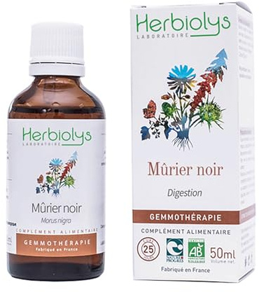 Herbiolys | Macérat de bourgeons Bio | Mûrier noir (Morus nigra) | Digestion | Gemmothérapie Bio | 50 ml