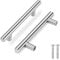 Flexzion 5 Pack Kitchen Cabinet Handles Silver Drawer Pulls 6 inch, 3.7 inch Hole Center, Stainless Steel T Bar with Satin Brushed Nickel, Hardware for Kitchen Cupboard Door Bathroom Furniture