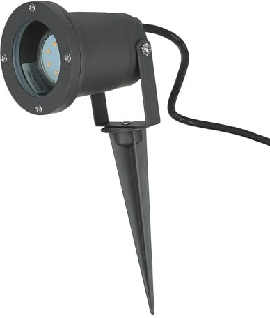 Licht-Erlebnisse PRESTON Moderne Außenleuchte stehend mit Erdspieß Aluminium GU10 Gartenstrahler Outdoor Lampe