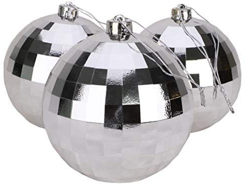 Christmas Concepts® 3er-Pack - extra große 150-mm-Weihnachtsbaumkugeln - Silberne Disco-Kugeln