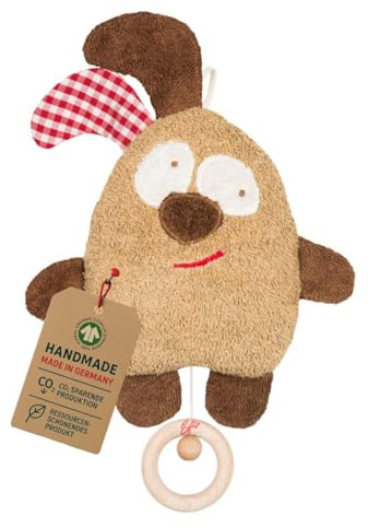 Efie Bio - Spieluhr beige, kontrolliert biologischer Anbau (organic), Made in Germany, GOTS zertifiziert, nachhaltig, Melodie Brahms (Guten Abend, gute Nacht)