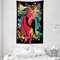 ABAKUHAUS Psychedelisch Wandteppich und Tagesdecke, Futuristischer Regenbogen aus Weiches Mikrofaser Stoff Waschbar ohne Verblassen Digitaldruck, 140 x 230 cm, Schwarz Rot