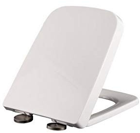 AOOPOO Toilettendeckel WC Sitz eckig mit Absenkautomatik Soft Close WC Deckel aus hochwertiges Duroplast und Edelstahl Klobrille Klodeckel abnehmbar