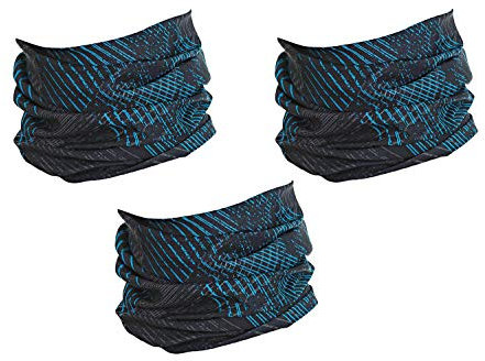 Hilltop 3 x Motorrad Multifunktionstuch, Schlauchtuch, Sport-Halstuch, Bandana / 3-er Set in aktuellen Designs, 3er Set:Blue Black Grafitti
