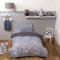 DREAMSCENE Bettbezug mit Kissenbezug - Bettwäsche-Set mit Galaxie-Sternen-Print, Wendbar, Silbergrau - Junior/Babybett-Größe