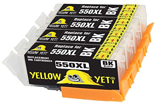 YELLOW YETI Ersatz für Canon PGI-550XL PGI-550PGBK Druckerpatronen Schwarz kompatibel für Canon Pixma iP7250 MX925 MG6350 MG5450 MG5550 MG5650 MG6450 MG6650 MG7150 MG7750 iX6850 iP8750 MX725