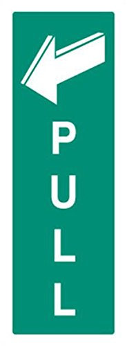 Signe, tirer, enregistrer, hauteur extérieure 200 mm, largeur extérieure 75 mm, couleur du panneau blanc sur vert, instructions de signalisation Legend incendie, matériau du panneau en plastique, type