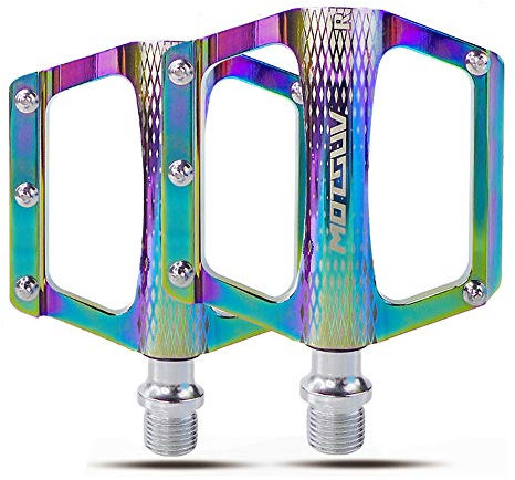 Mountainbike 3 Farben Plattform Legierung Rennrad Pedale Ultraleicht MTB Fahrrad Pedal Faltrad Zubehör,Rainbow