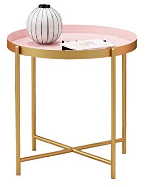 Table basse design simple Plateau Table basse en métal Canapé Table basse Table ronde Petite table ronde Table basse ronde et extérieure, (H) 13.8 X (D) 13.8, rose Table d'appoint minimaliste pour s