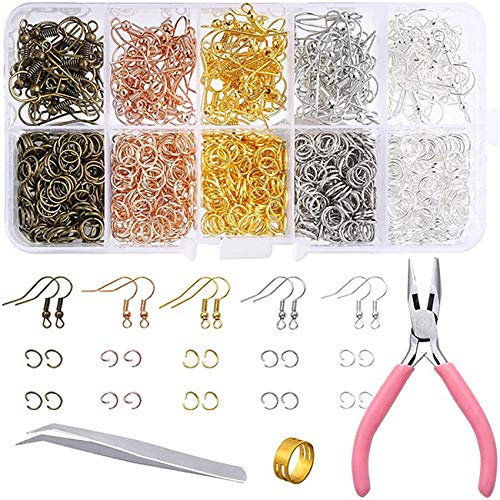 1128 Stücke Ohrring Machen Kit, Ohrring Macht liefert Kit mit Haken, Spaltringe, Zange, Pinzette, Öffner für Ohrringe, Machen DIY Ohrhänger Schmuck und reparieren