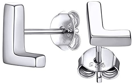 ChainsHouse 925 Sterling A Silber Kleiner Buchstabe L Ohrstecker damen mädchen Minimalisitischer Alphabet Ohrstecker mit Geschenkebox für Verlorbung Weihnachten