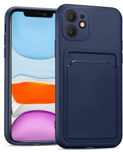 CoolGadget Card Case für iPhone 11, TPU Schutzhülle mit Kartenfach und erhöhtem Kantenschutz, Blau