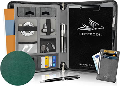 Royal Phoenix® Business Schreibmappe A4 'Eagle' - Hochwertige Dokumentenmappe mit Tablet Halterung - inkl. Kreditkartenetui + EXTRAS - Business Organizer aus hochwertigem Kunstleder Smaragdgrün