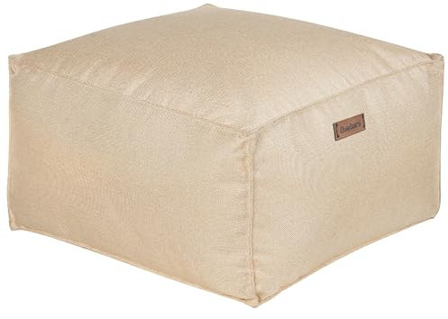 Beliani Pouf Sitzpouf Sitzhocker Leinenoptik beige 50x50 cm Quadrat Modern Skandi Mukki