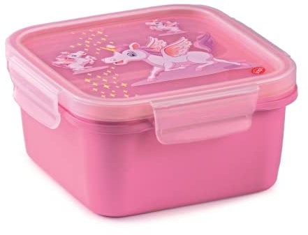 Snips, Quadratische Lunchbox Einhorn, Brotdose Deckel mit 4 Sicherheitsverschlüssen, 0,80 L, 15 x 15 x7,5 cm, Brotdose kinder mit fächern Made in Italy, BPA- und phthalatfrei