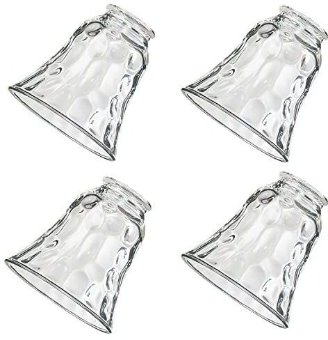 Glass Covers for Ceiling Fan, Glass Shade Replacement for Light Fixture, 4 Pack Glass Globes Clear Water Ripple for Wall Sconce Vanity Lighting Chandelier Pendant Light, 2 1/8 Fitter