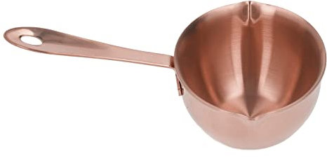 Milk Chocolate Pan, Hot Oil Saucepan Stainless Steel Ergonomic Portable 2 Spouts for Cooking for Soap Rose Gold